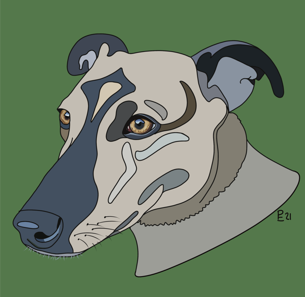 Tiva the Brindle Lurcher Digital Dog Portrait